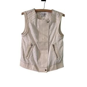 Elizabeth and James Medium Ivory Linen Blend Trans Tegan Biker Vest 16.5” PTP